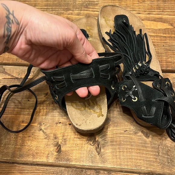 SAM EDELMAN Boho Fringe Leather sandals - Picture 3 of 10